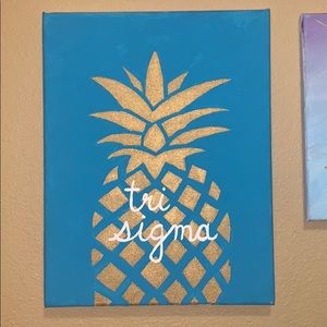 Turquoise and Gold Tri Sigma Pineapple Canvas